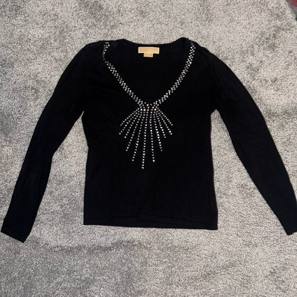 Michael Kors Tops - Michael Kors black sweater with diamonds size small